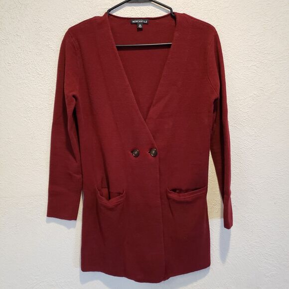 J.Crew Mercantile Cranberry Knit Blazer Cardigan Academia Oversized  X Small - Picture 9 of 9